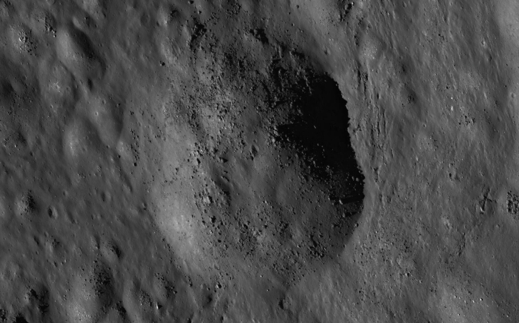 Closeup shot of feature within xxx crater on the moon