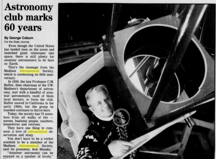 newspaper article detailing club's founding